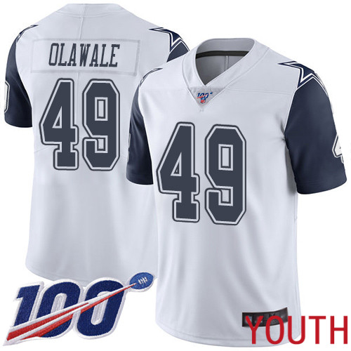 Youth Dallas Cowboys Limited White Jamize Olawale #49 100th Season Rush Vapor Untouchable NFL Jersey->youth nfl jersey->Youth Jersey